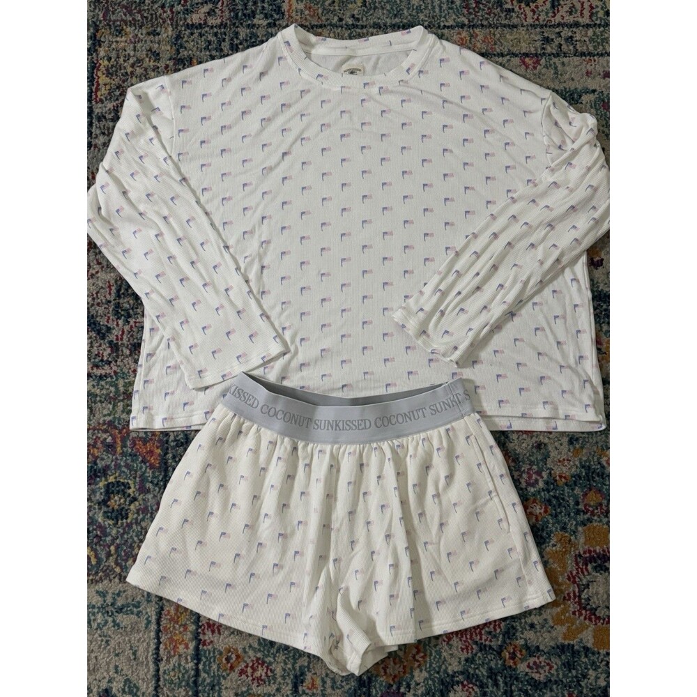 Sunkissed Coconut American Flag waffle-knit lounge set Size S/M